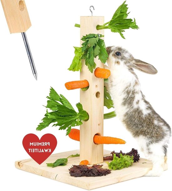 Feeding tree for rabbits and guinea pigs with wooden base plate and ...