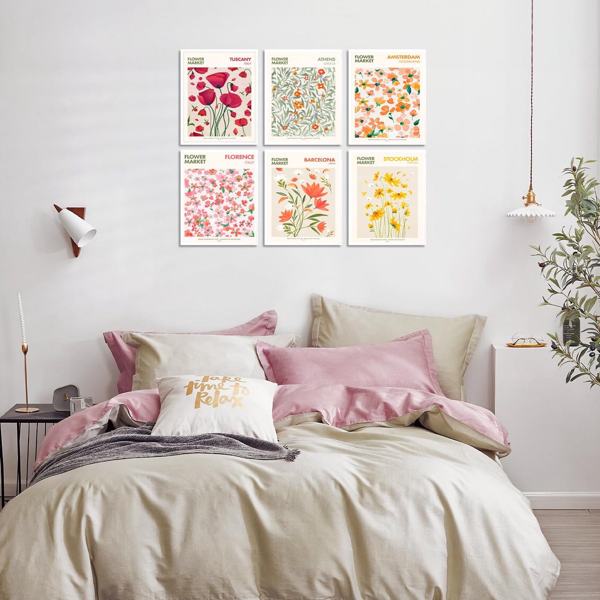 Ibenzoa® Bloemenmarkt Vintage Botanische Wanddecoraties Set van 6 Canvas Afbeeldingen 20 x 25 cm Zonder Lijst — cadeau in Wonen & Interieur - foto 4