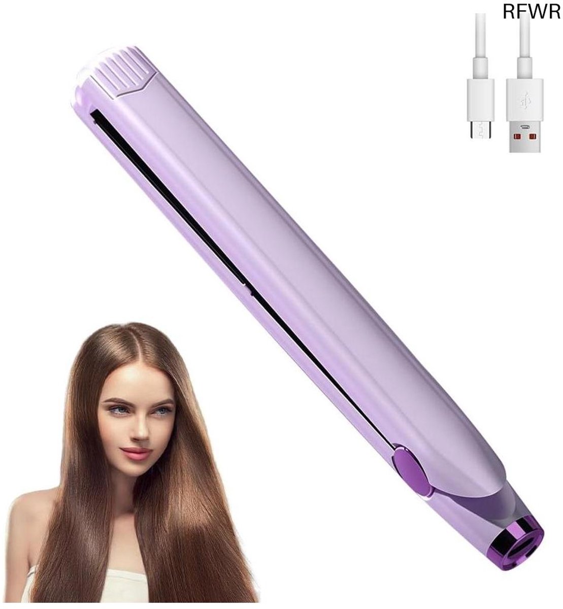 RFWR® Draadloze Mini Stijltang en Krultang - 2-in-1 Draagbare Reisstijltang met USB Oplaadfunctie