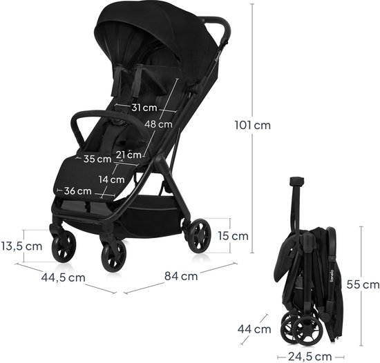 Lionelo Julie Air Ultralichte Kinderwagen - Reisbuggy - Auto-Folding & Compact - Slechts 7,5 kg - Voor Reizen & Handbagage - Verstelbare Rugleuning tot Ligstand - XXL Zonnescherm met UPF 50+ - Onderhoudsvrije Wielen - Vanaf 6 Maanden tot 22 kg van LIONELO — afbeelding 2