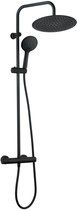 Bol.com Luzzo® Zwarte Regendouche XL 30 cm met Thermostaatkraan - 30 cm Zwart aanbieding