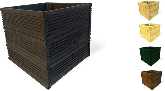 Floranica® Pot de fleurs en bois | 30x30x28.5cm | Anthracite | Mélèze imprégné | Pot de protection pour herbes, fleurs | Décoration pour la maison et le jardin | Vase | Intérieur et extérieur | produit de l'UE