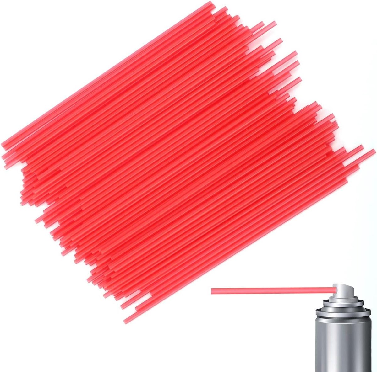 Allecto Plus - Vervangende Spuitbusrietjes 200 stuks 12cm Kunststof Verlengrietje voor Smalle Ruimtes Verf Reiniger Smeermiddel Olie (Rood)