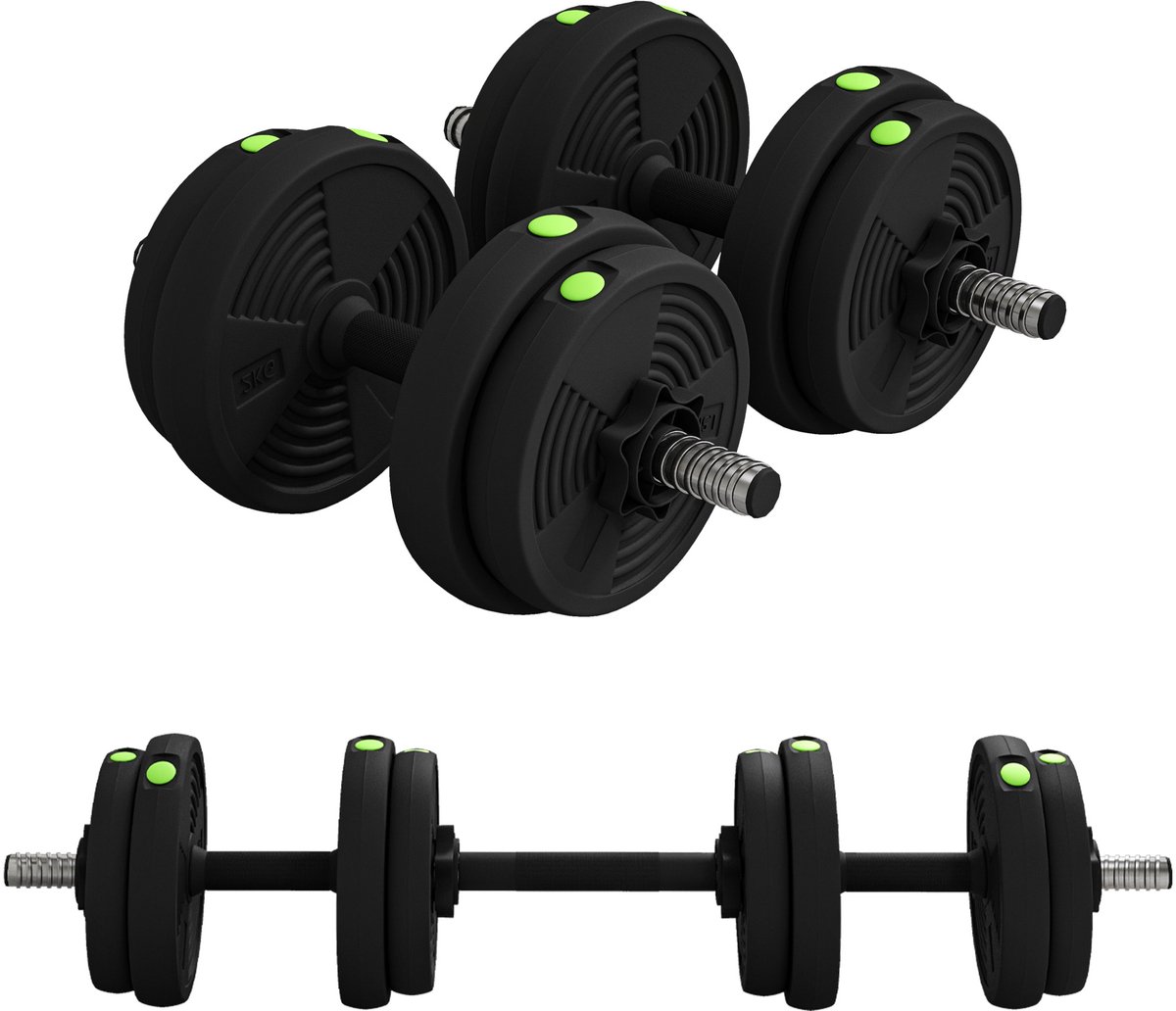SPORTNOW halterset - staal/kunststof - 95×20×20H cm - zwart/groen