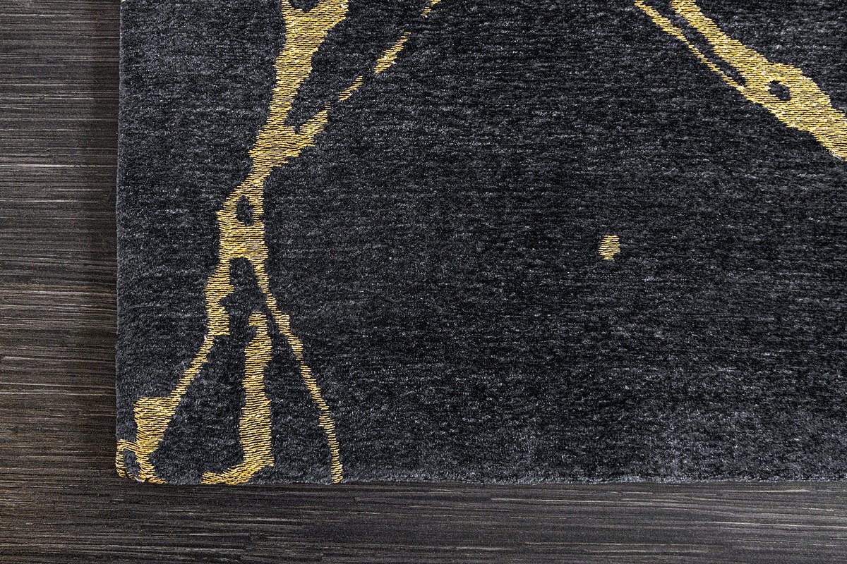 Design Tapijt MARBLE 240x160cm zwart goud marmerlook flatweave - 43724