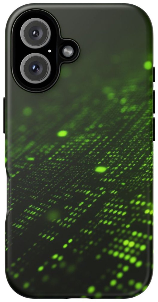 Groen Digitaal Deeltjesraster Abstract – Telefoonhoesje Geschikt voor iPhone 16