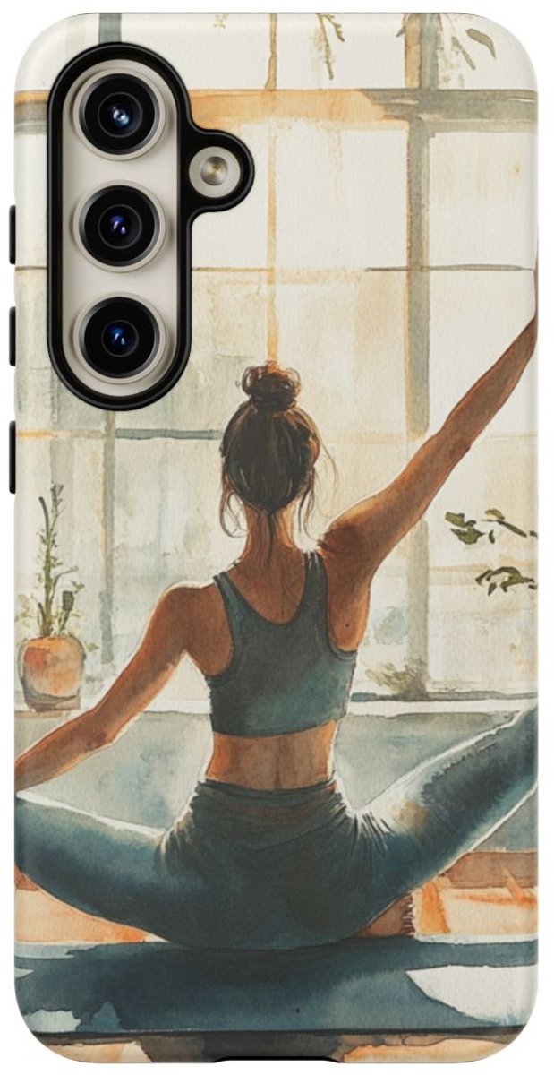 Yoga Vrouw in Aquarel – Telefoonhoesje Geschikt voor Galaxy S24