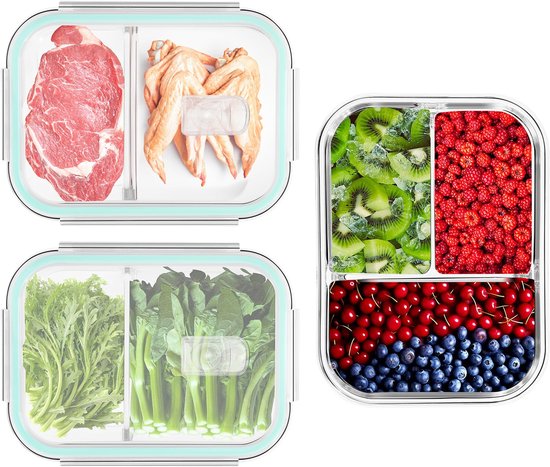 Fit het nieuwe jaar in - Glazen container met deksel meal prep set van 4 - glazen kom Fit het nieuwe jaar in - Glazen container met deksel meal prep set van 4 - glazen kom