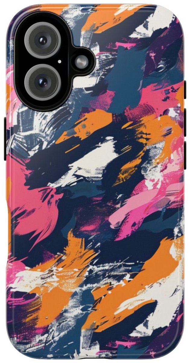 Kleurrijk Abstract Penseelstrepenpatroon – Telefoonhoesje Geschikt voor iPhone 16
