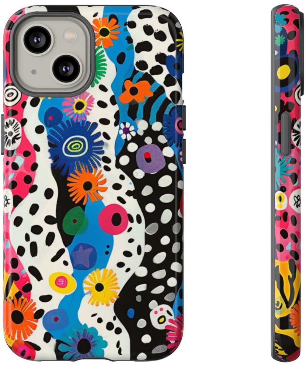 Kleurrijk Abstract Bloemen-Zebra Patroon – Telefoonhoesje Geschikt voor iPhone 14