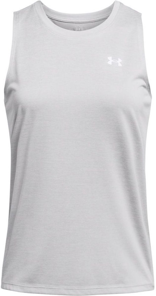 Under Armour Tech Tank Twist-GRY Dames Sportshirt - Halo Grijs / Wit