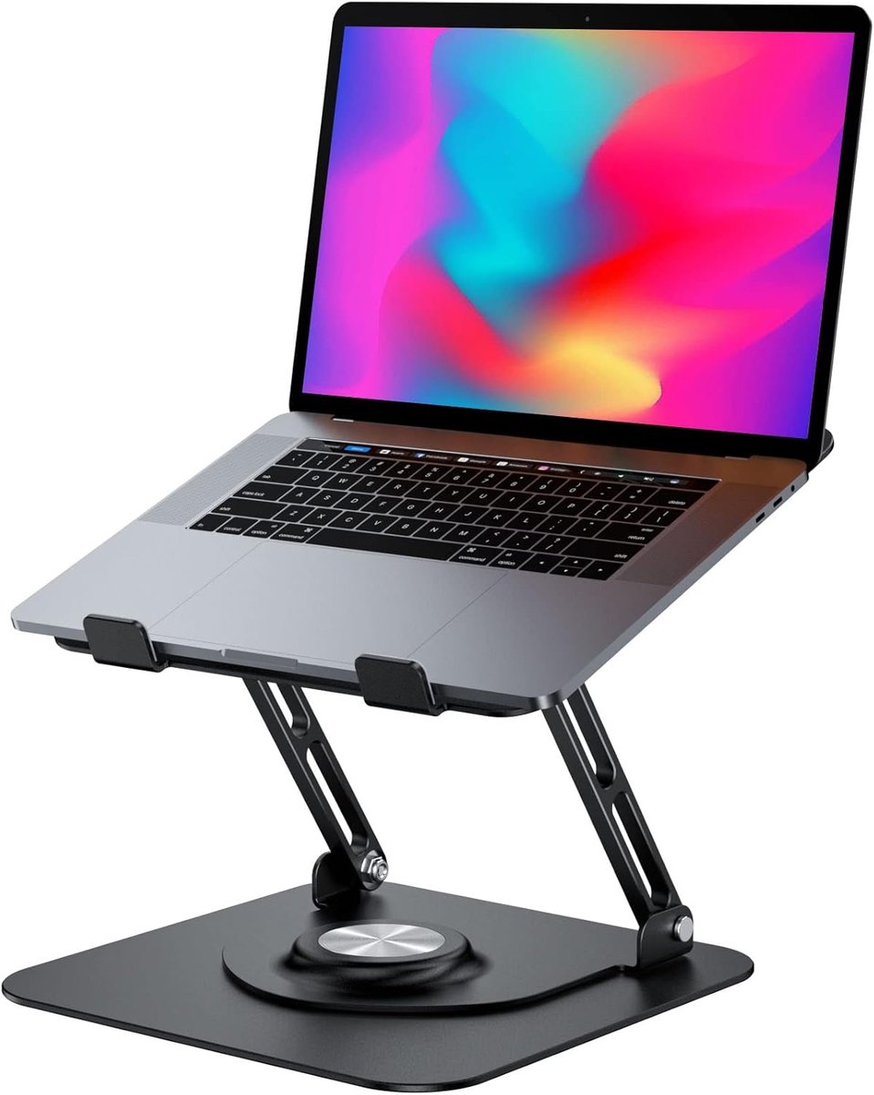Image of 360° draaibare laptopstandaard - opvouwbare draagbare aluminium laptopstandaard - in hoogte verstelbare ergonomische computerstandaard - compatibel met MacBook Dell HP andere notebooks