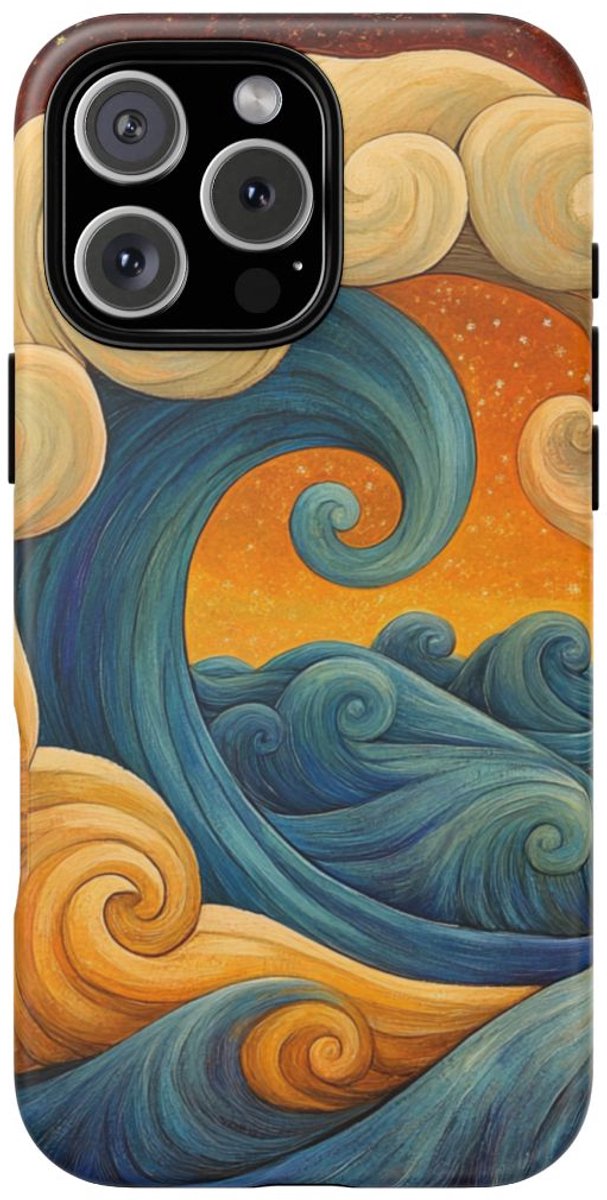 Spiraalvormige Golven Illustratie – Telefoonhoesje Geschikt voor iPhone 16 Pro Max