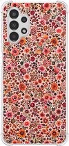 Hoesje (shockproof) geschikt voor Samsung Galaxy A13 4G - Vintage floral - Extra sterke case - TPU/polycarbonaat - Bloemen - Roze, Transparant