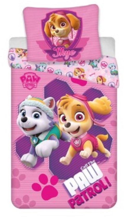 Paw Patrol dekbedovertrek Skye en Everest roze 140 x 200 cm - 65 x 65 cm