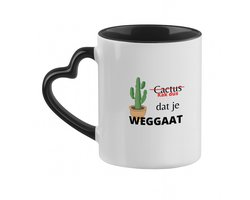 Hacebo® - kak dus dat je weg gaat koffiebeker met hart oor zwart - iemand die ontslag neemt - thee mok - koffie beker - cactus - collega's - werknemers - verjaardagscadeau - verjaardag - cadeau - afscheidscadeau - koffiemok - 330 ML