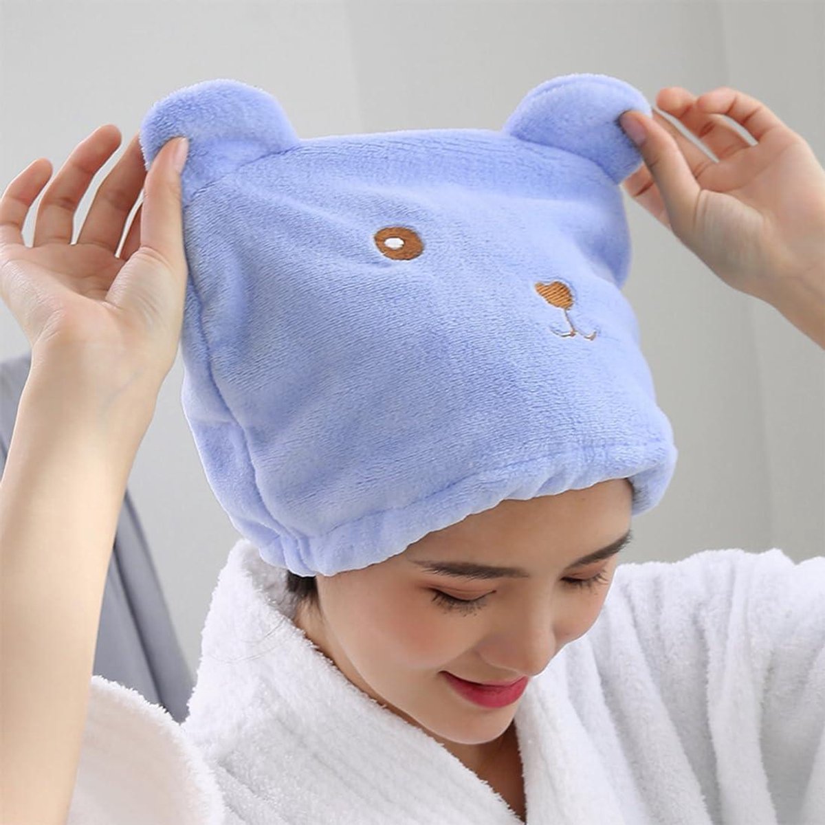 2 stuks droge haarhoed, haartulband, microvezel, sneldrogende badmuts, tulband, handdoek, kinderen, haarwikkels met kattenoren, super absorberende handdoek, koraal fleece, voor vrouwen en meisjes