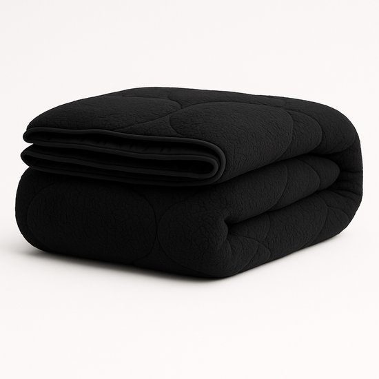 Y-not® - Teddy Zwart – Jet Black - Dekbed Zonder Overtrek - Wasbaar Dekbed - Alle Seizoenen - 2-in-1 Dekbed - Anti-allergie en Anti-huismijt - Teddy - Microfiber - 200GSM – Lits-Jimeaux 240x200