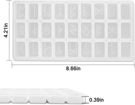 Heks Runen Steen Siliconen Mal Epoxy Hars Casting Siliconen Mallen Hekserij Sieraden Casting Set 39-Holte