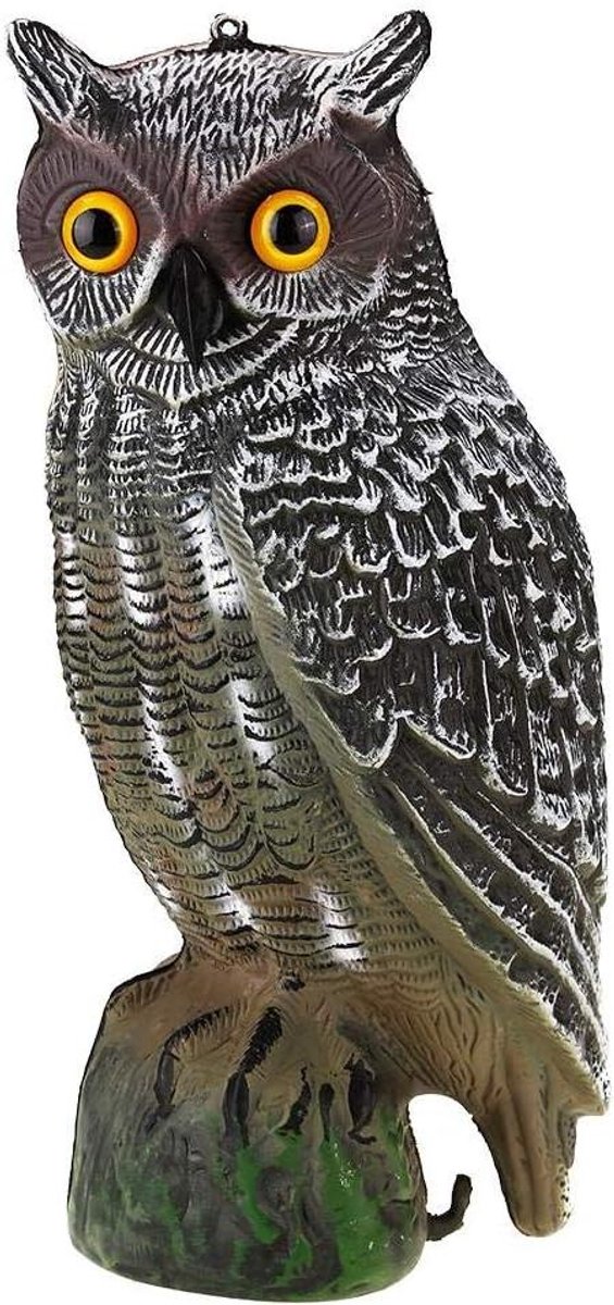 Allecto Plus - Zonne Uil met Energizeer Ogen Vogelverschrikker - Pestbestrijding en Vogelverschrikking met Realistische Roofdier Vogelverjager - Dierenafschrikker and Lichtsensor - Nachtlampje - Energetisch Uilenontwerp (Ogen Gloeien)