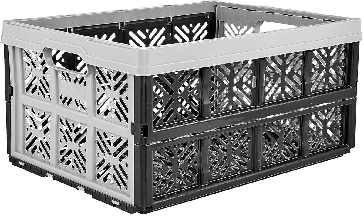 keeeper 10224130, Opbergmand - Plastic opvouwbare boodschappenmand - Grijs - Zwart - 32 l