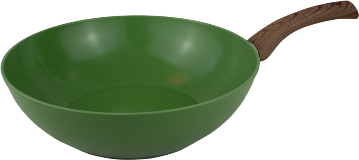 BY C&P© Go Green Wokpan 30 cm groen - Inductie - PFAS vrij - Vaatwasser geschikt - Groen