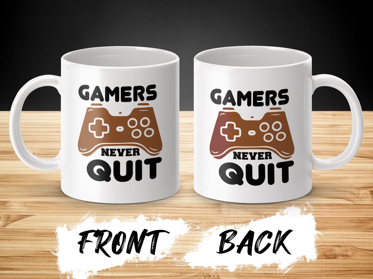 Gamers Never Quit Mok, Gaming Mok, Grappige Mok, Cadeau Voor Gamer, Game Controller Mok, Motivatie Mok, Gaming Spreuken Mok
