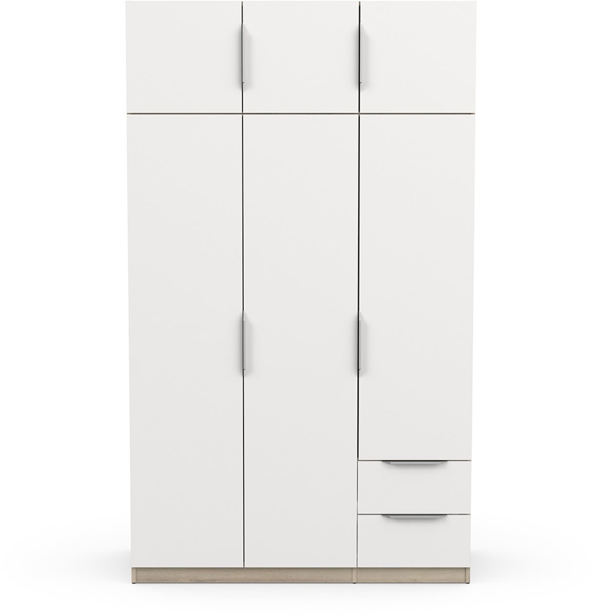 CaliCosy Kledingkast Spectre 120cm 6 deuren & 2 lades - mat wit/eik Wit|Bruin