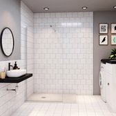 Inloopdouche-douchewand-walk in 10mm NANO EasyClean veiligheidsglas，100x200cm+73-120cm Stabilisatiestang,glanzend chroom profiel