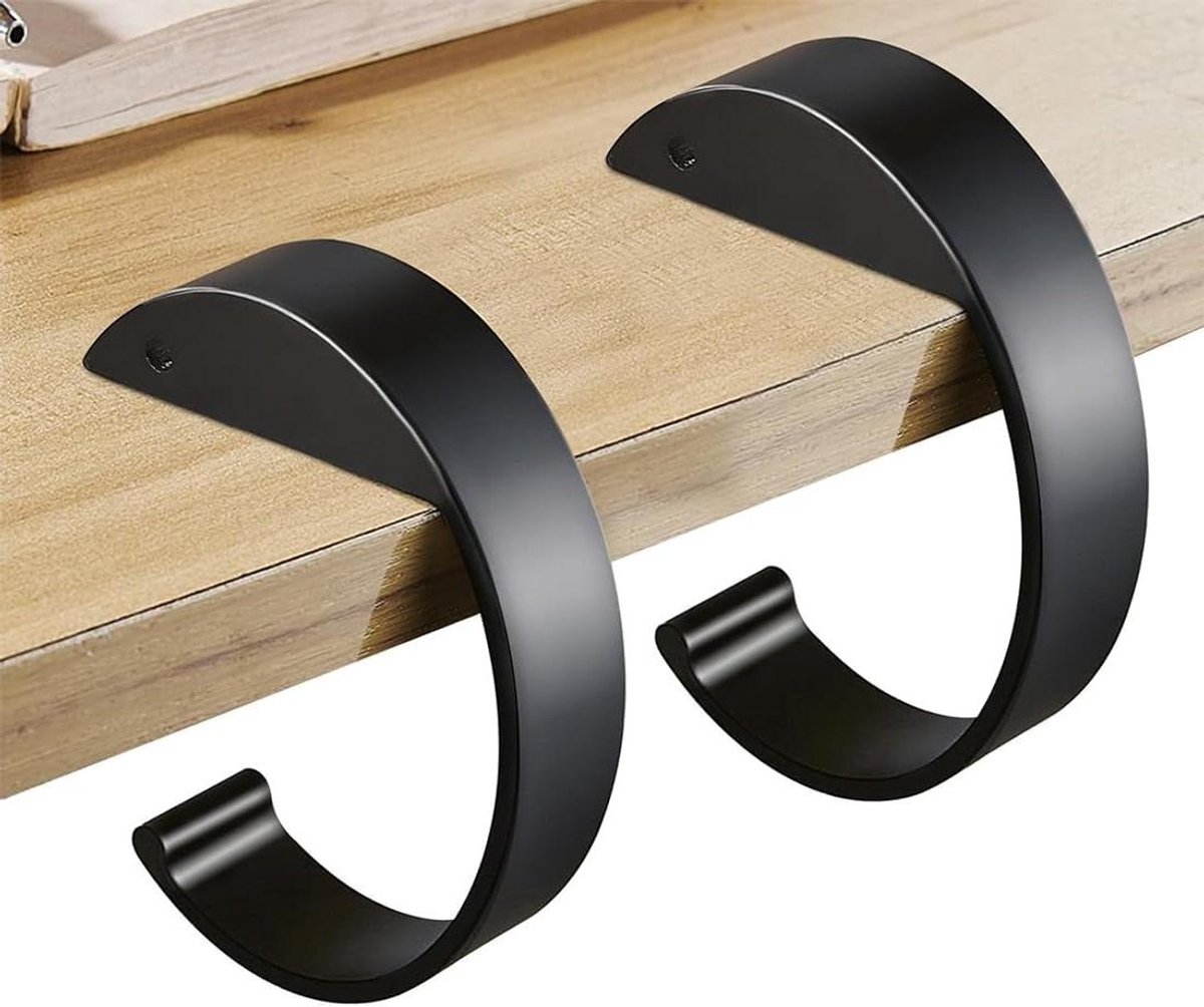 Allecto Plus - Tasophangers voor Tafel - Set van 2 - Zwart - Handtasophangers voor Bureau en Kantoor met Antislip - Handtas Ophanghaak Tafel Tasophanger