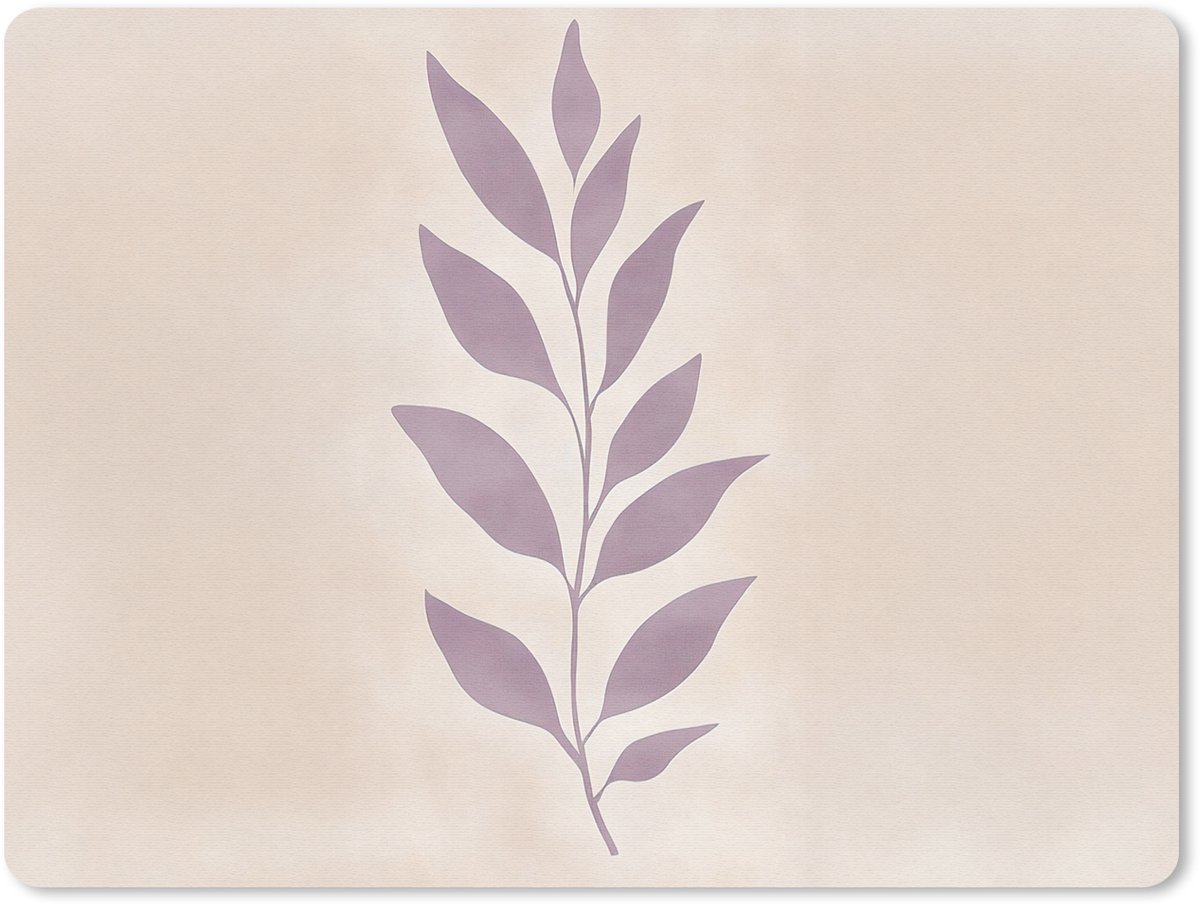 Muismat 23x19 cm - Mousepad Tak - Bladeren - Minimalistisch - Beige - Muismatten