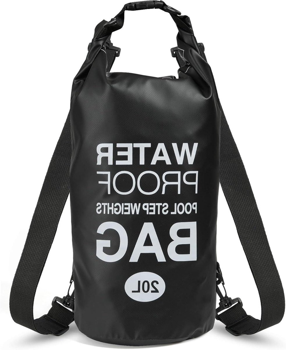 Waterdichte Strandtas met Verstelbare Schouderriem - Zwart 20L(1-Pack)
