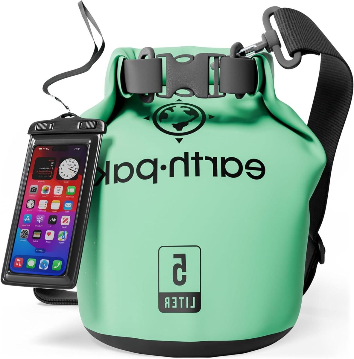 -Waterdichte Roll Top Compressie Sack voor kajakken strand raften varen wandelen kamperen en vissen met waterdichte telefoonhoes.
