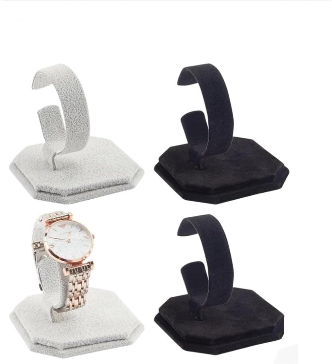 4 Piezas Soporte de Terciopelo voor Reloj - horlogestandaard - polshouder voor horloges - 2 kleuren - polsstandaard