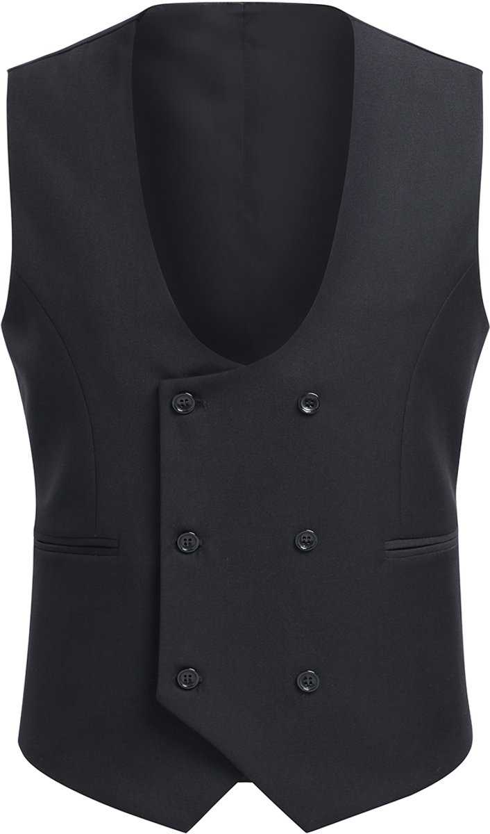 ALLTHEMEN Heren Dubbelrijs Vest Voor Zakelijk Gebruik - U-hals Dubbelrijig Effen Casual Vest - L
