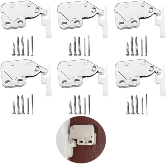 Gedotec Meubelsnapper kastdeur veersnapper laden druksluiting - mini latch | deursnapper roestvrij staal | deuropener voor meubelkasten | 1 stuk - originele druksnapper met tegenstuk