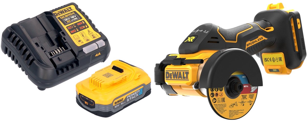 DeWalt DCS 438 H1 accu multimaterialensnijder 18 V 76 mm borstelloos + 1x Powerstack accu 5.0 Ah + lader