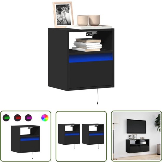 Zwart hout tv wandkast incl. elektrische openhaard en open vak voor de tv zie indeling toutch and go deuren,BRIK, Libra Las Vegas, hoogte: 250 cm x breedte: 300 cm x diepte: 40