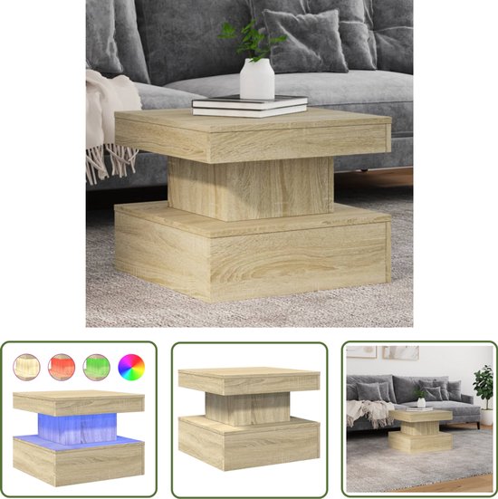 VidaXL Coffee Table 50x50x40 LED Lights Home