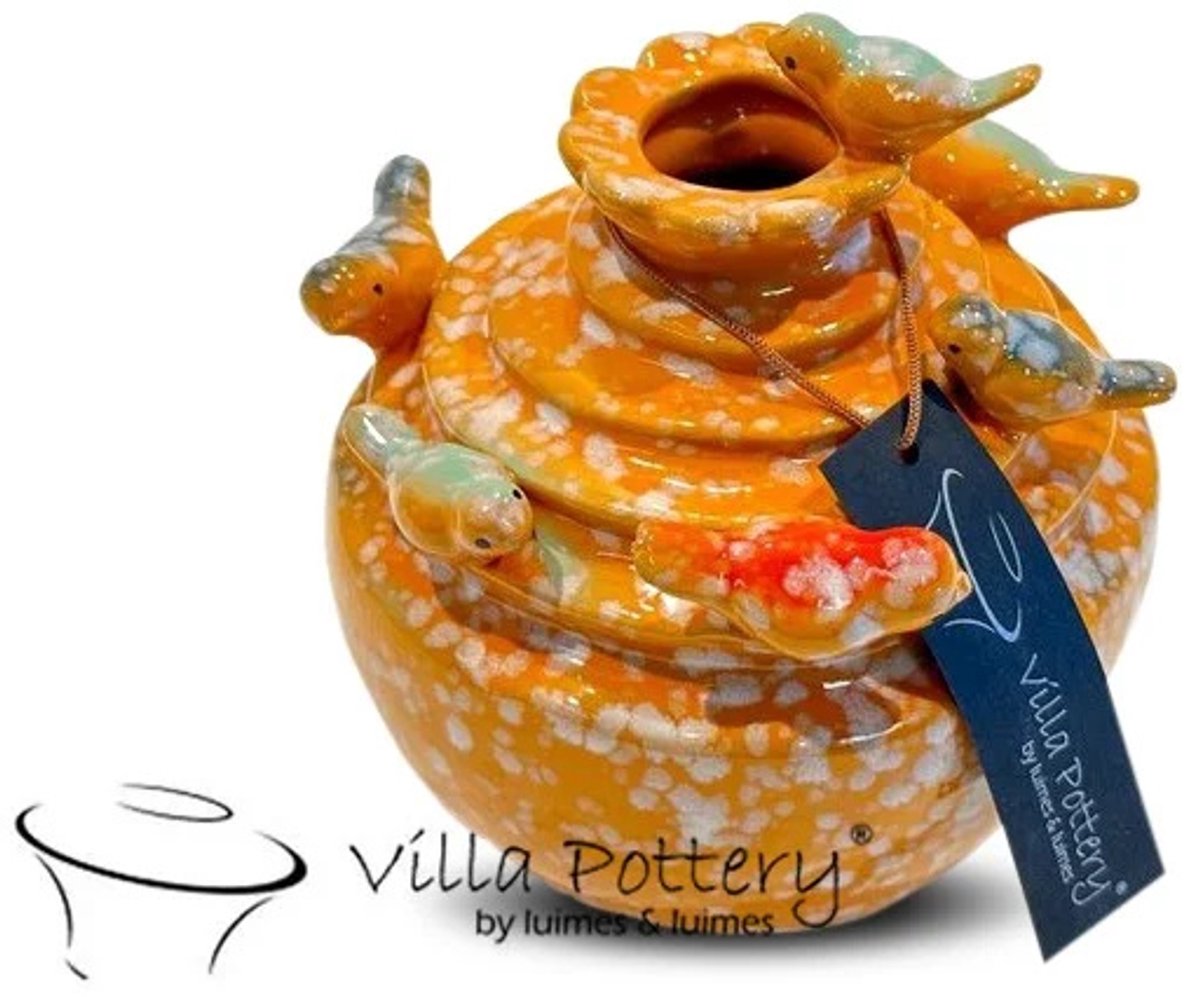 Villa Pottery Oranje Vogel Vaas Grenada D12xH14