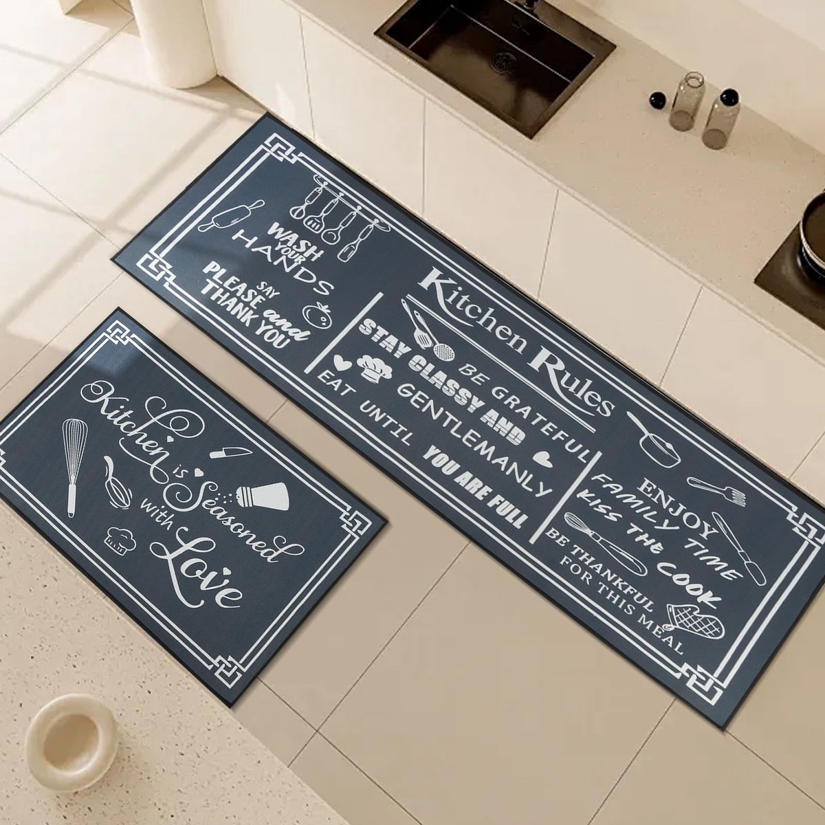 Ibenzoa® 2-delige set antislip keuken- en vloermatten voor comfort en stijl in huis