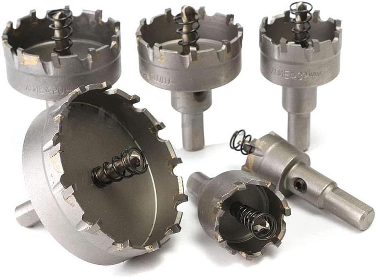 ByShane - Carbide Gatzaag Set voor Duurzaamheid, Hard Metaal, 6 stuks (16mm 18mm 20mm 22mm 25mm 32mm) - Handige Snijset voor Precieze Gaten