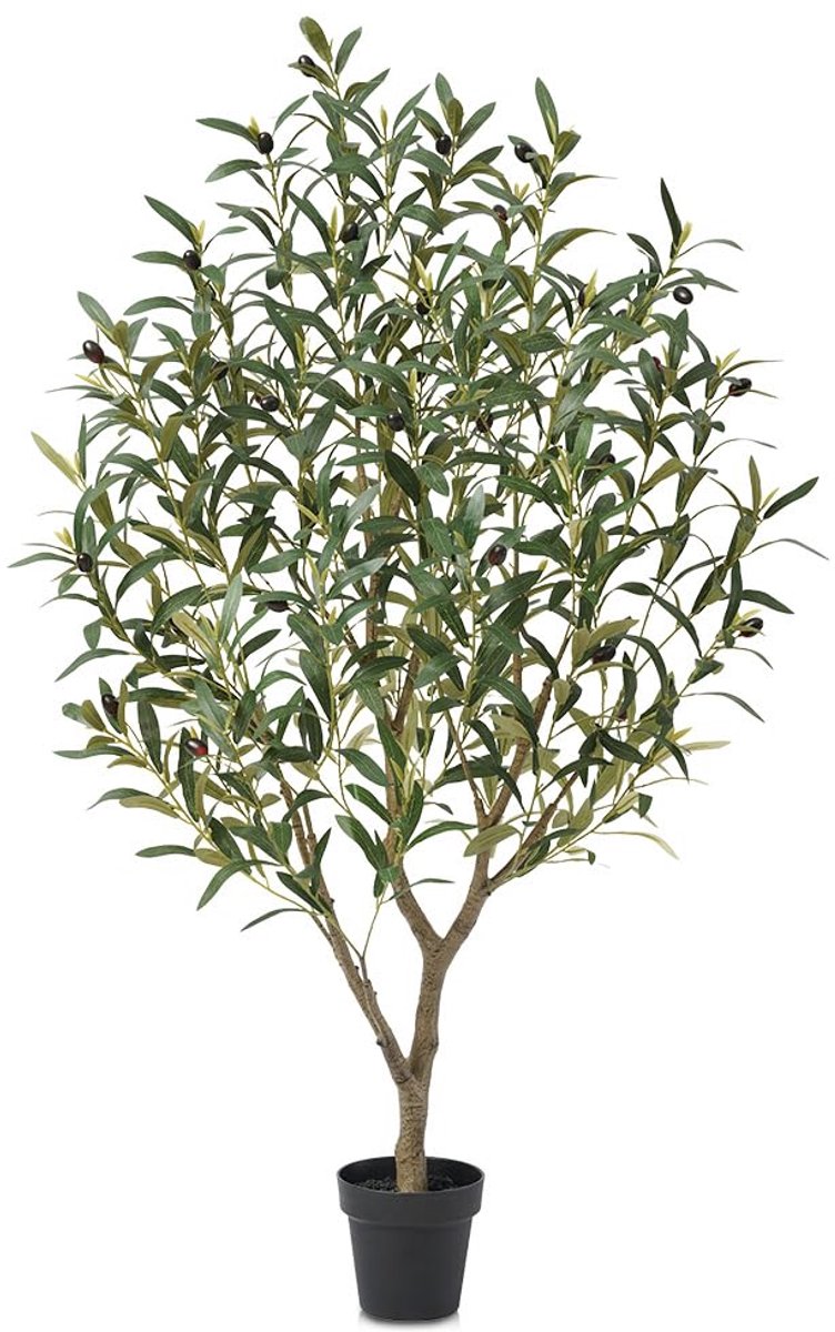 VeriNatural Kunst Olijfboom 120 cm Kunstplanten Groot - 33 Vruchten & 718 Zijden Bladeren Net als Echt, met Pot, UV-bestendig Verstelbaar - Kunstplant voor Woonkamer Kantoor Balkon Decoratie, VN126 Bruin