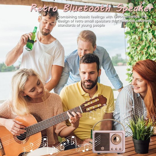 Retro bluetooth luidspreker - vintage luidspreker met klassieke antieke stijl - luid volume - draadloze Bluetooth 5.0-verbinding - bluetooth luidsprekers boxen - blauw van Merkloos — afbeelding 5