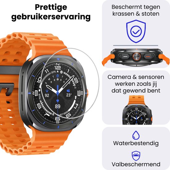 Screenprotector - 2 Stuks - Geschikt voor Samsung Galaxy Watch Ultra - Sterk & Shockproof - Tempered Glass - Gehard Glas - Beschermglas Screen Cover - Bescherm Protector voor Smartwatch