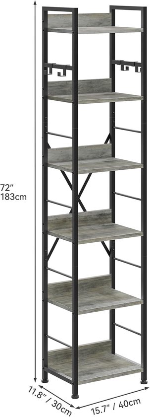 YITAHOME Boekenkast 5 niveaus, vloerstaande boekenplank, houten plank