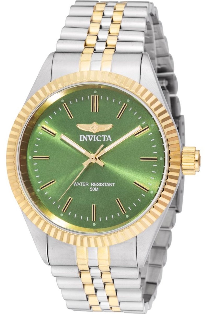 Invicta Specialty 49315 Heren Horloge - Waterdicht - Analoog - Quartz Uurwerk - Roestvrij Staal met groene Wijzerplaat - 43mm