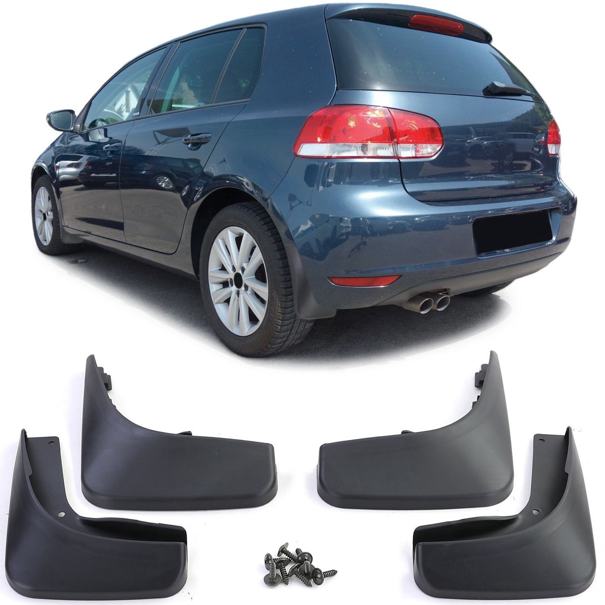 Spatlappen set Geschikt Voor VW Golf 6 2008 t/m 2012 Zwart Hatchback en Variant Spatlap