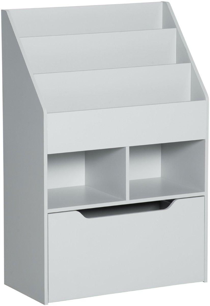 HOMCOM-Kinderboekenkast-60x29.9x90cm-MDF-Grijs
