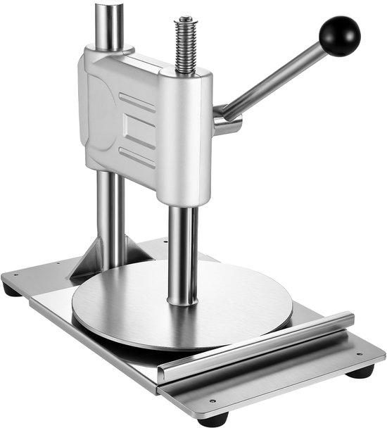 Handmatige Pizzadeegpers 241,3 Mm met Roestvrijstalen Plaat, Gebak- En Broodpers voor Commercieel Gebruik, 5 Mm Dikke Vormmachine met Handvat En 100 Stuks Perkamentpapier — afbeelding 3
